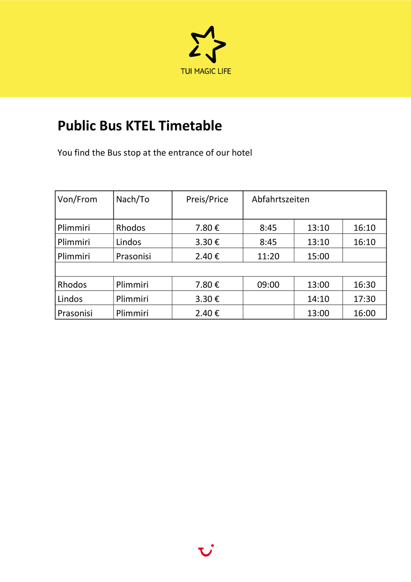 My publications Public Bus KTEL Timetable Page 1 Created with