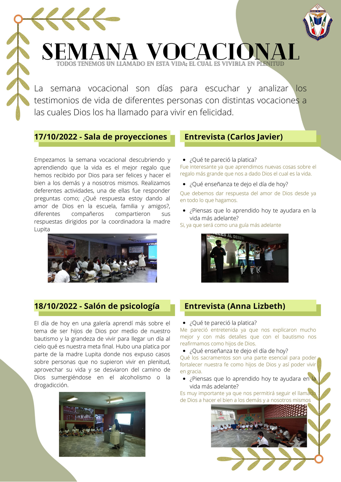 Educación - Resonancias de la Semana Vocacional 2022 IGU - Estefanía ...