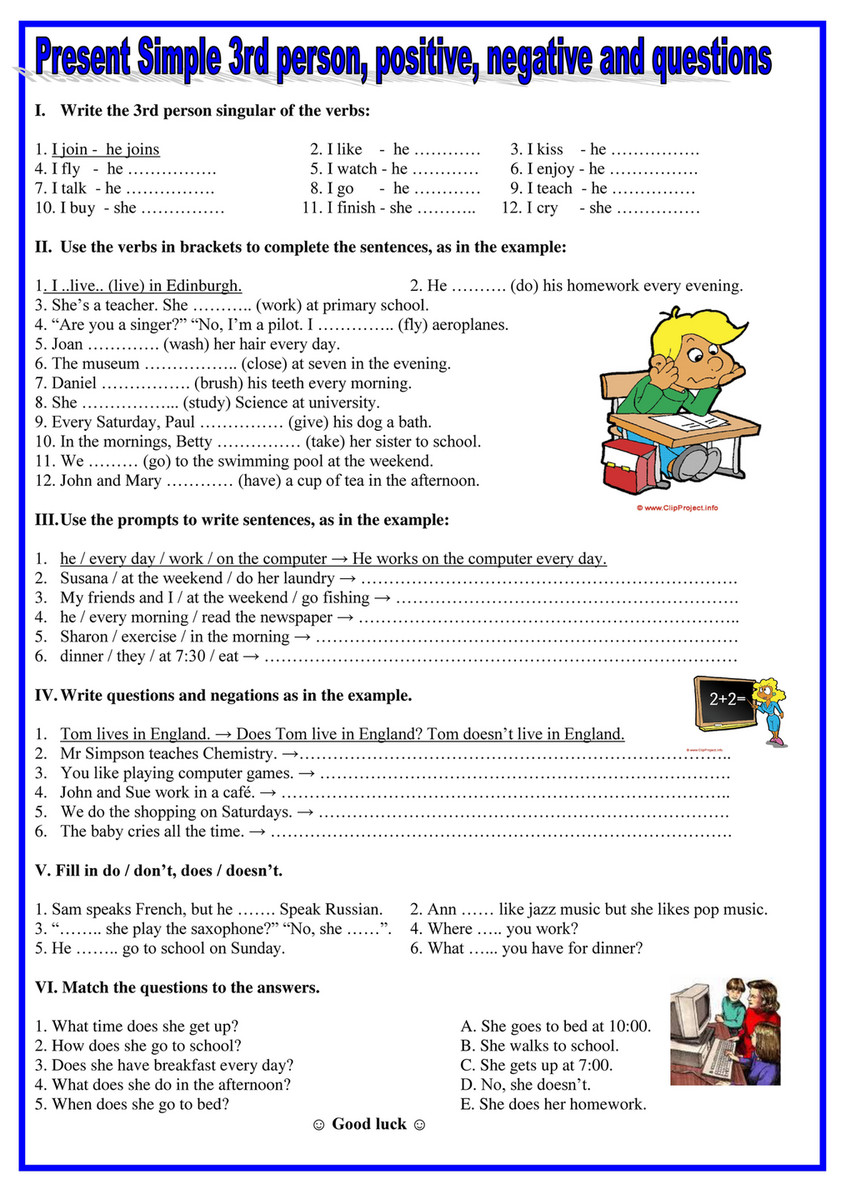 Lainic International Ltd Present Simple 3rd Personpositive Negativequestion Grammar Drills Grammar Guides 779 Page 1 Created With Publitas Com