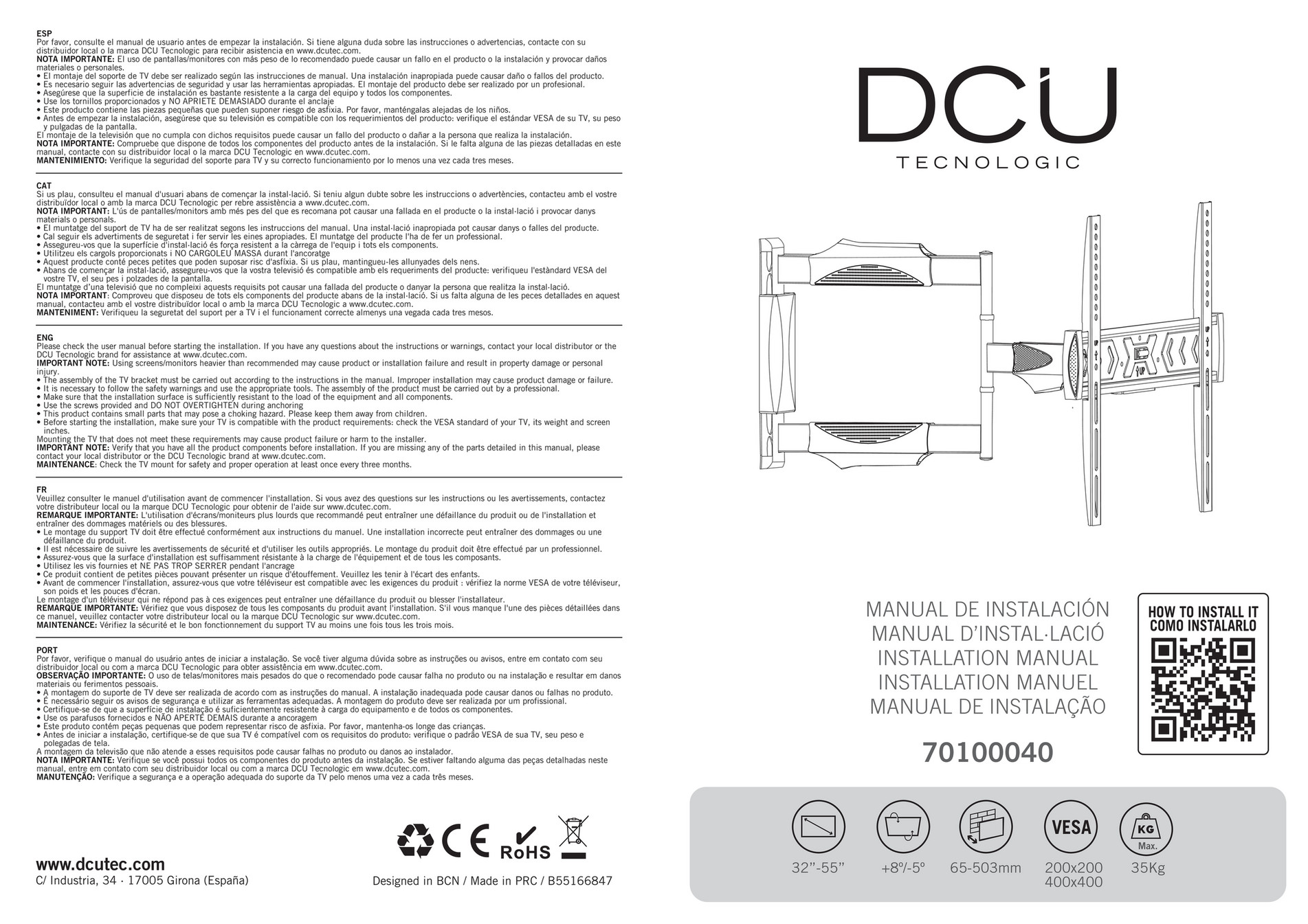 DCU Advance Tecnologic 30901020 télécommande IR Wireless TV Appuyez sur les boutons