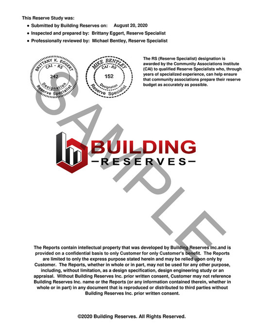 Building Reserves, Inc. - Sample Midrise Reserve Study - Page 1 ...