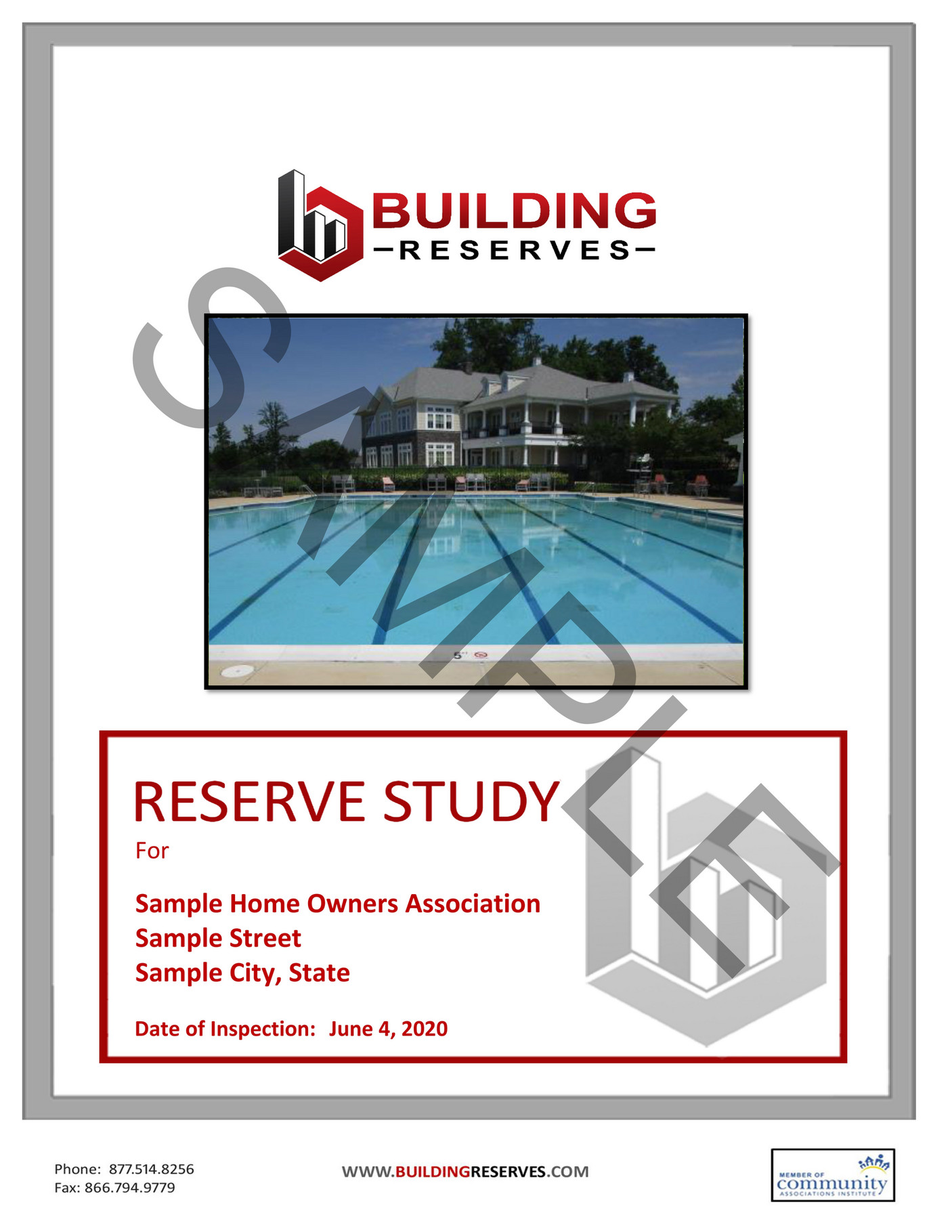 Building Reserves, Inc. Sample HOA Reserve Study Page 1 Created