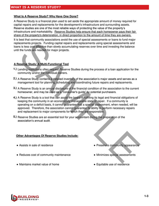 Building Reserves, Inc. - Sample HOA Reserve Study - Page 10 - Created ...