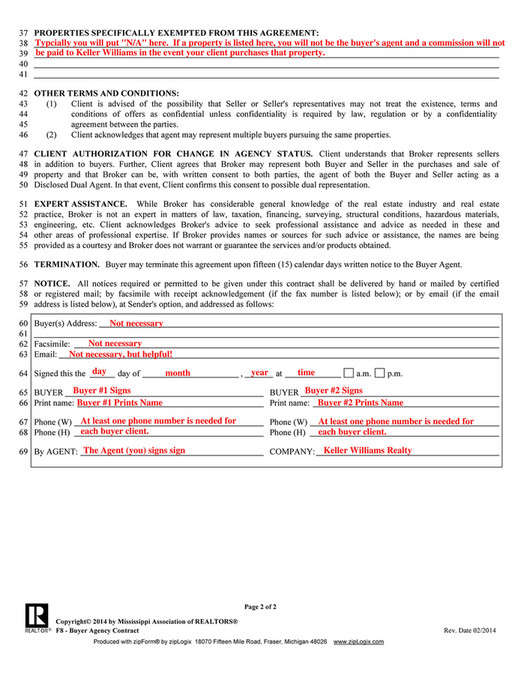 Keller Williams Buyer Agency Contract Page 2 Created with