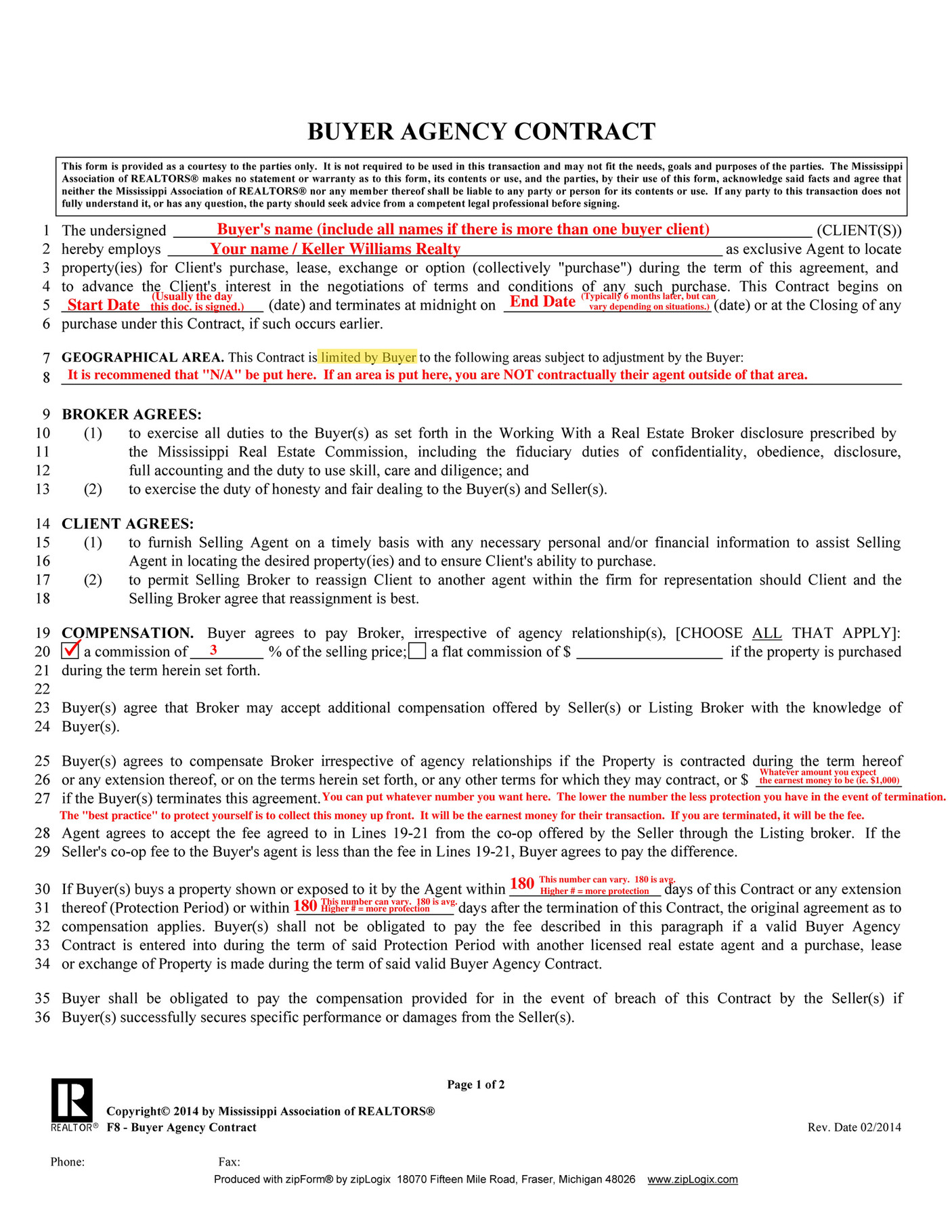 Keller Williams Buyer Agency Contract Page 1 Created with