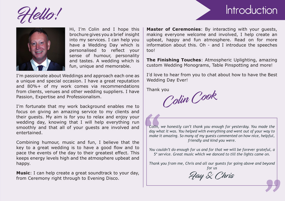 Colin Cook Wedding Presenter Colin Cook E Brochure Page 1 Created With Publitas Com colin cook wedding presenter colin