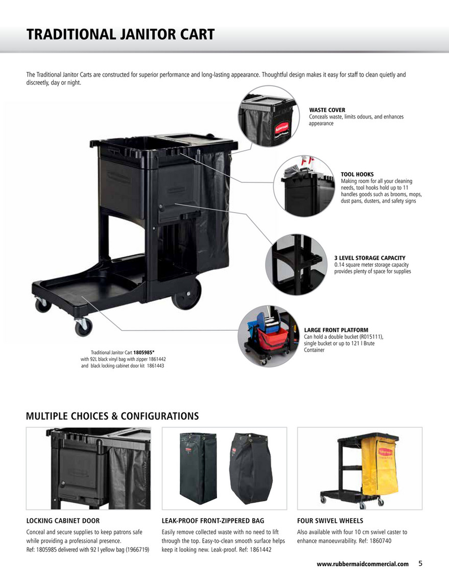 Janitor Cart w/ Lid and Zipper Bag