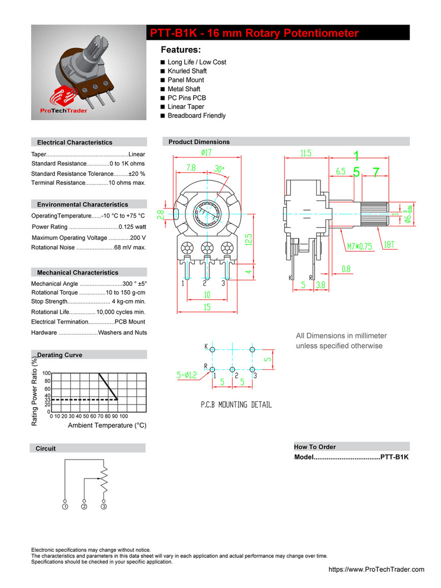 10K Potentiometer Pinout, Working Datasheet Explained, 50% OFF