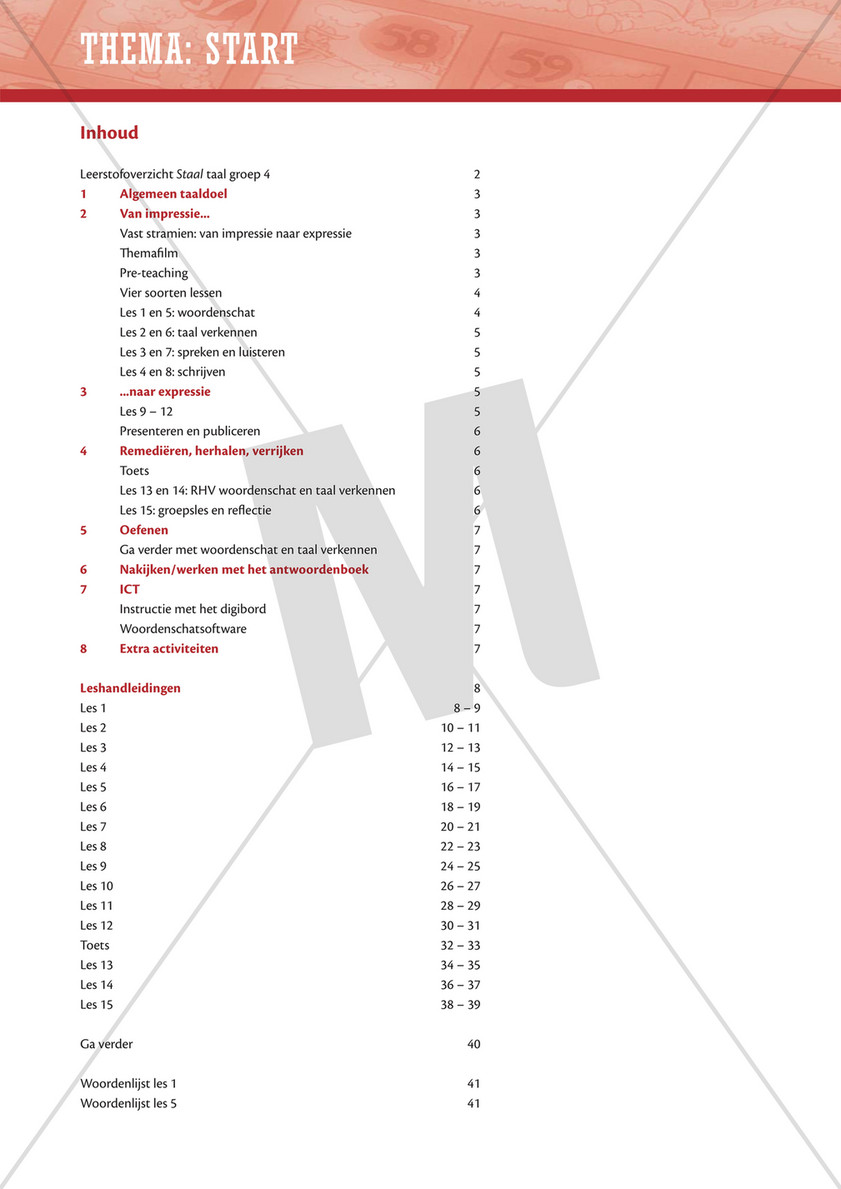 Wonderbaar Malmberg - Staal Taal Handleiding Groep 4 thema Start - Pagina 2-3 AB-27