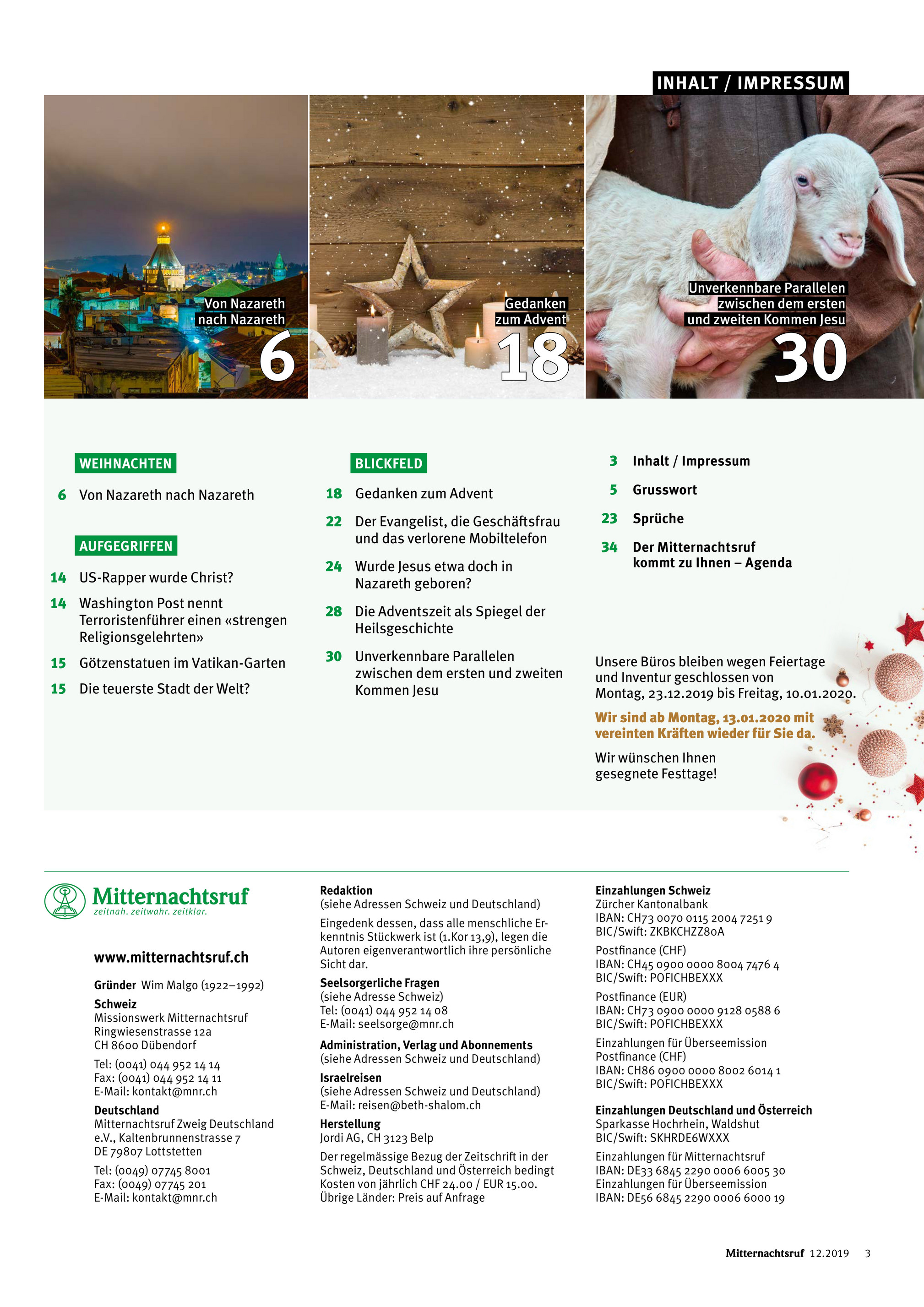 Missionswerk Mitternachtsruf Mnr Dezember 2019 Seite 4 5 Missionswerk Mitternachtsruf Mnr Dezember 2019 Seite 4 5