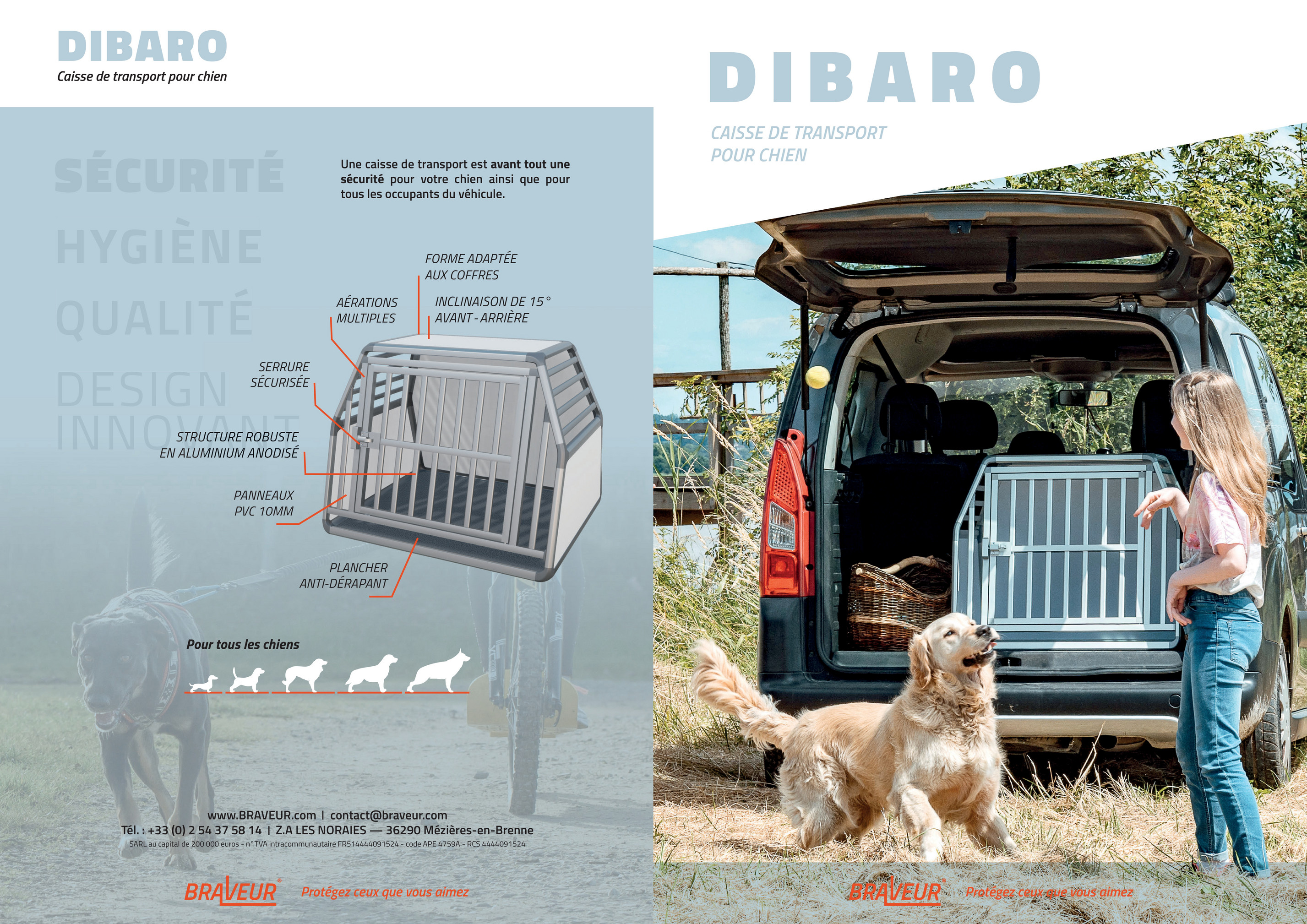 cage dibaro pour transport de chien en voiture. Accessoires pour