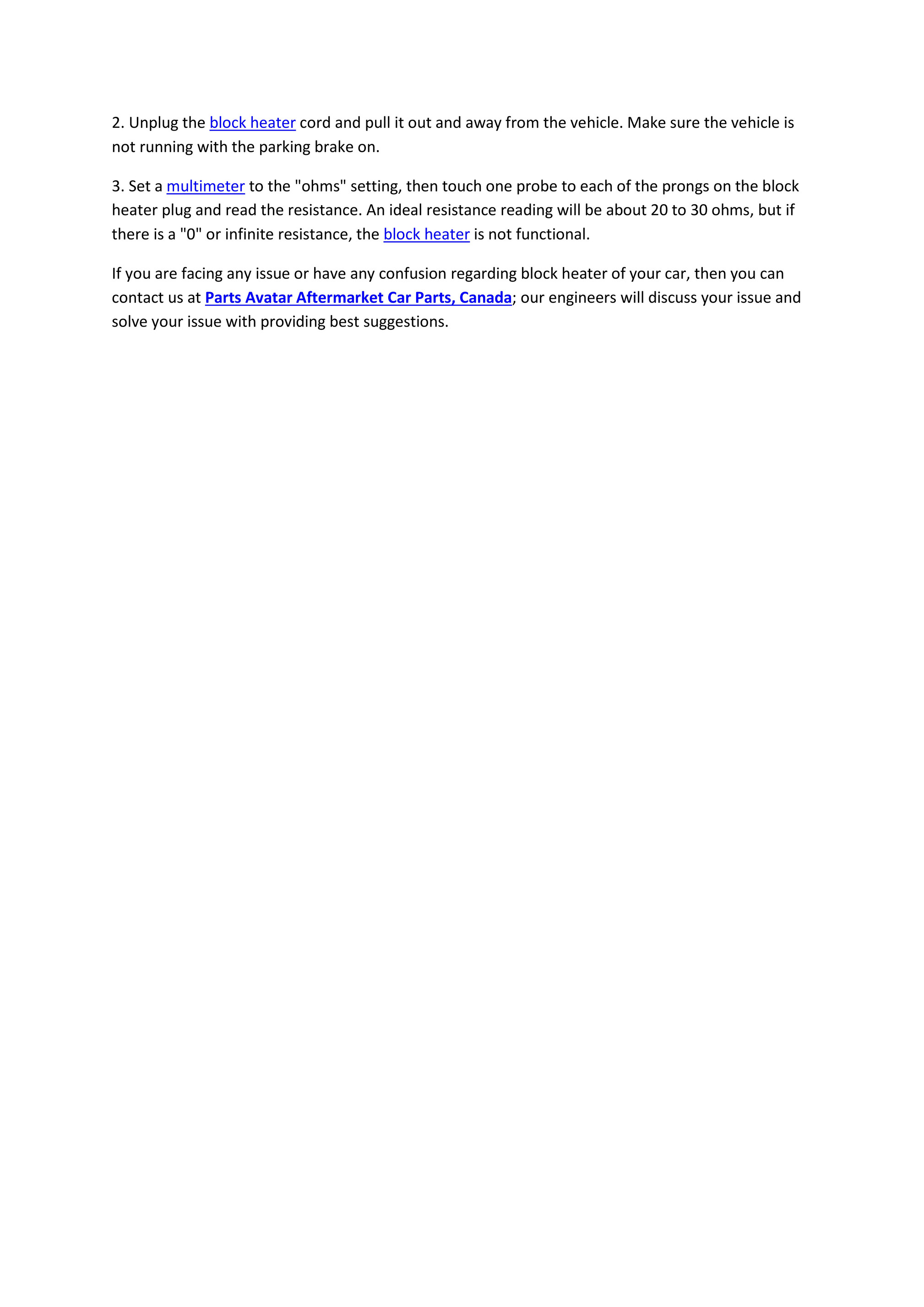 Partsavatar - Partsavatar Car Parts, Canada - Test a block heater of an  engine of a car - Page 2 - Created with Publitas.com