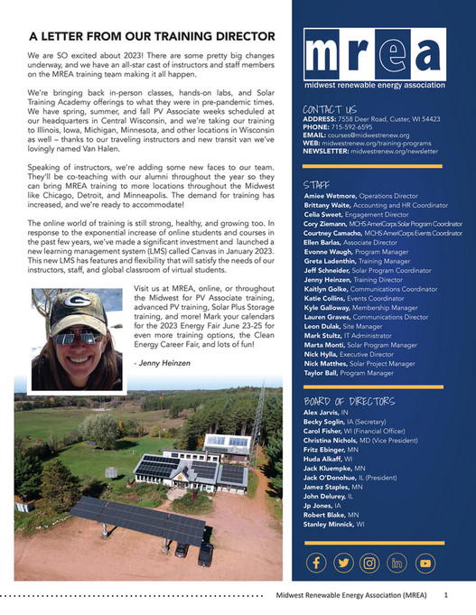 Midwest Renewable Energy Association (MREA) - 2023 Training Catalog ...