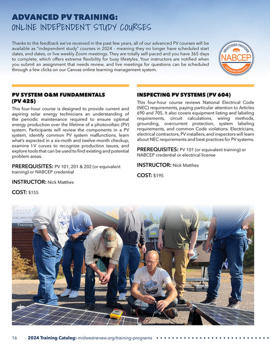 Midwest Renewable Energy Association (MREA) 2024 Training Catalog