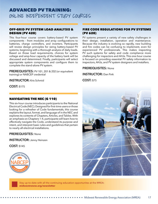 Midwest Renewable Energy Association (MREA) 2024 Training Catalog