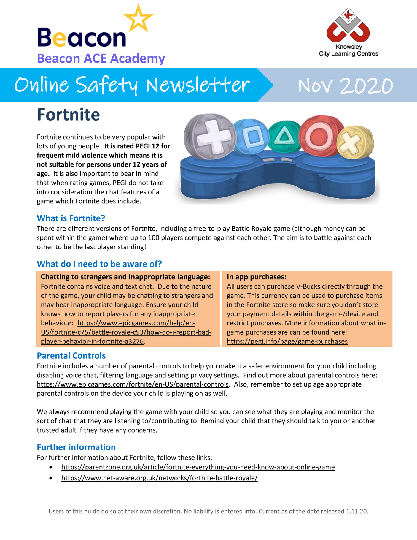 Beacon ACE Academy Online Safety Newsletter Nov 2020_Beacon Page 1