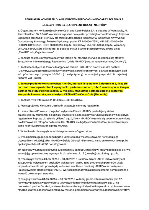 Regulamin Konkursu Lato Pełne Okazji i Nagród
