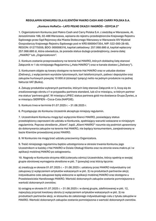 Regulamin konkursu Lato Pełne Okazji i Nagród