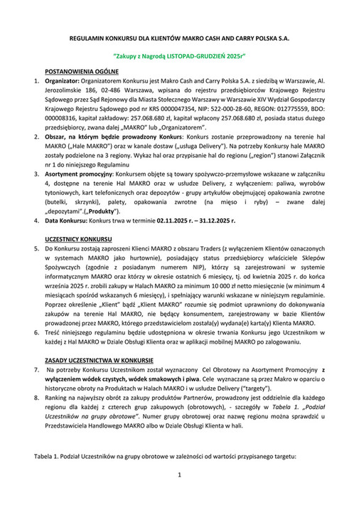 Regulamin konkursu zakupy z nagrodą