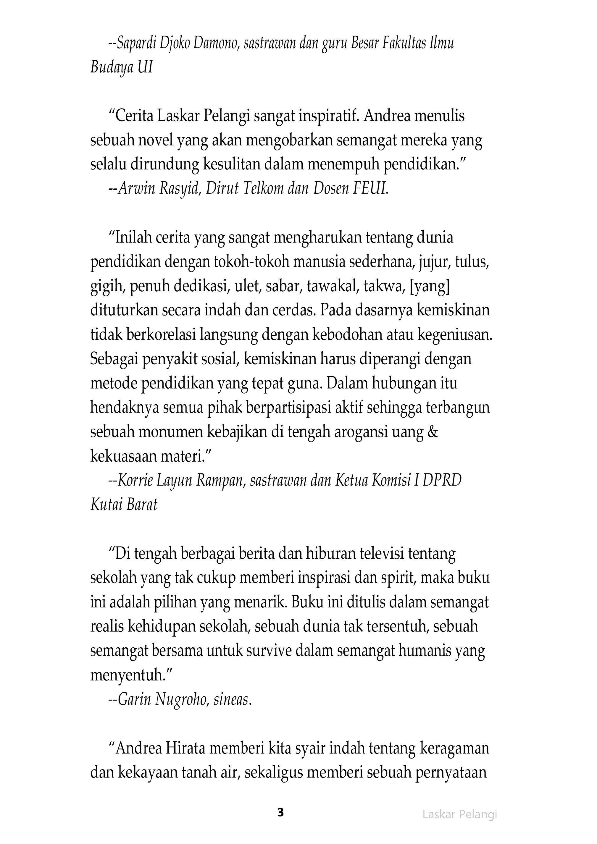 Bnovel Novel Tetralogi Andrea Hirata Laskar Pelangi Puslapis 2 3 Created With Publitas Com Bnovel Novel Tetralogi Andrea Hirata Laskar Pelangi Puslapis 2 3 Created With Publitas Com
