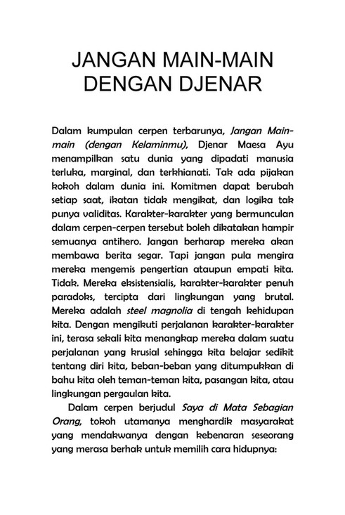 Bnovel Kumpulan Cerpen Jangan Main Main Dengan Kelaminmu Karya Djenar Maesa Ayu Puslapis 1 Created With Publitas Com Bnovel Kumpulan Cerpen Jangan Main Main Dengan Kelaminmu Karya Djenar Maesa Ayu Puslapis 1 Created With Publitas Com