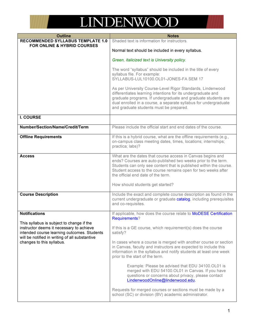 Course Syllabus Template