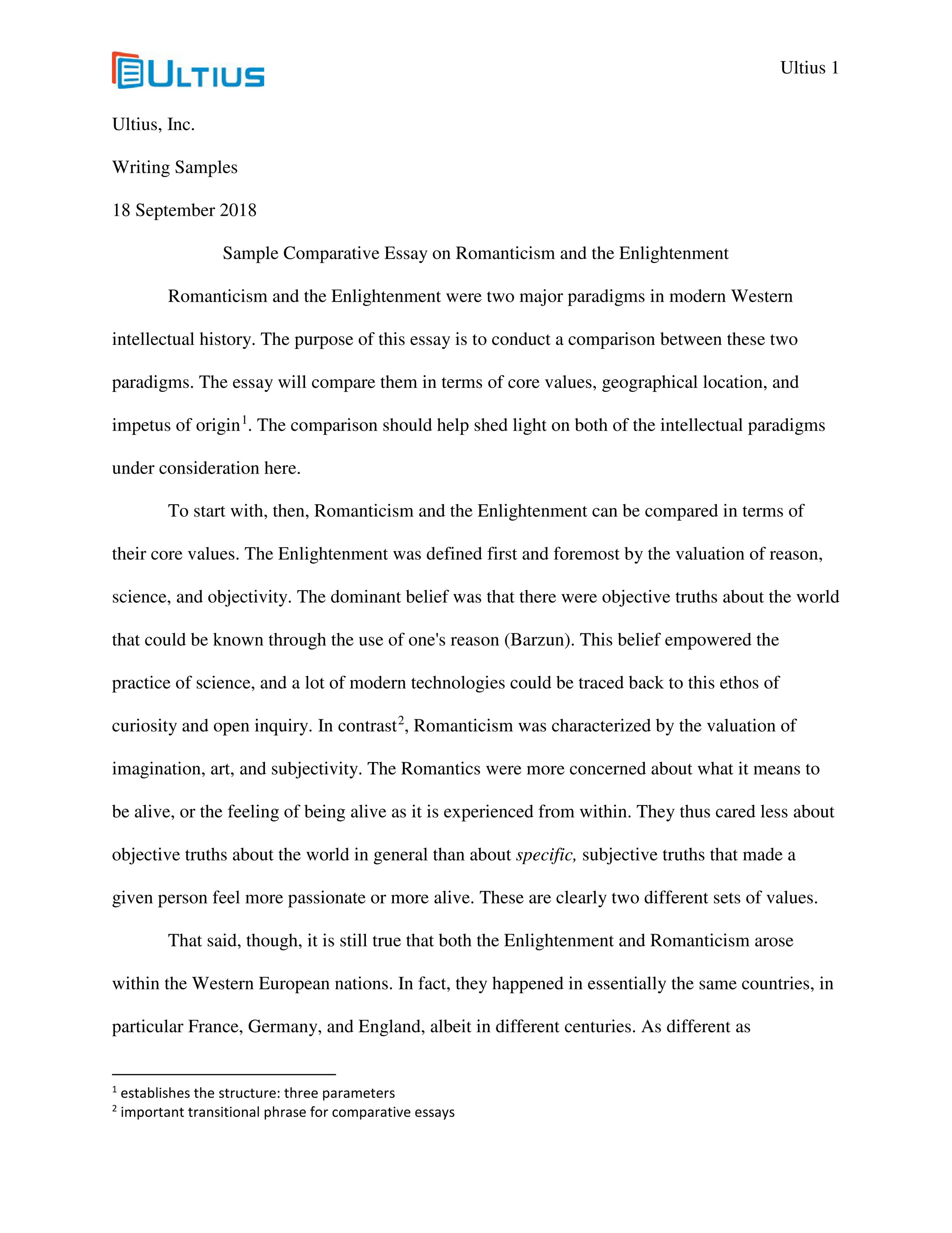 Compare Contrast Essay Sample