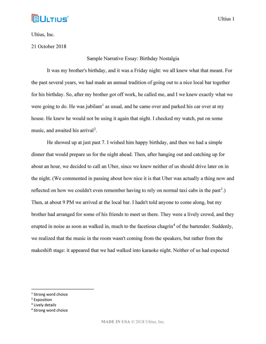 narrative essay template college