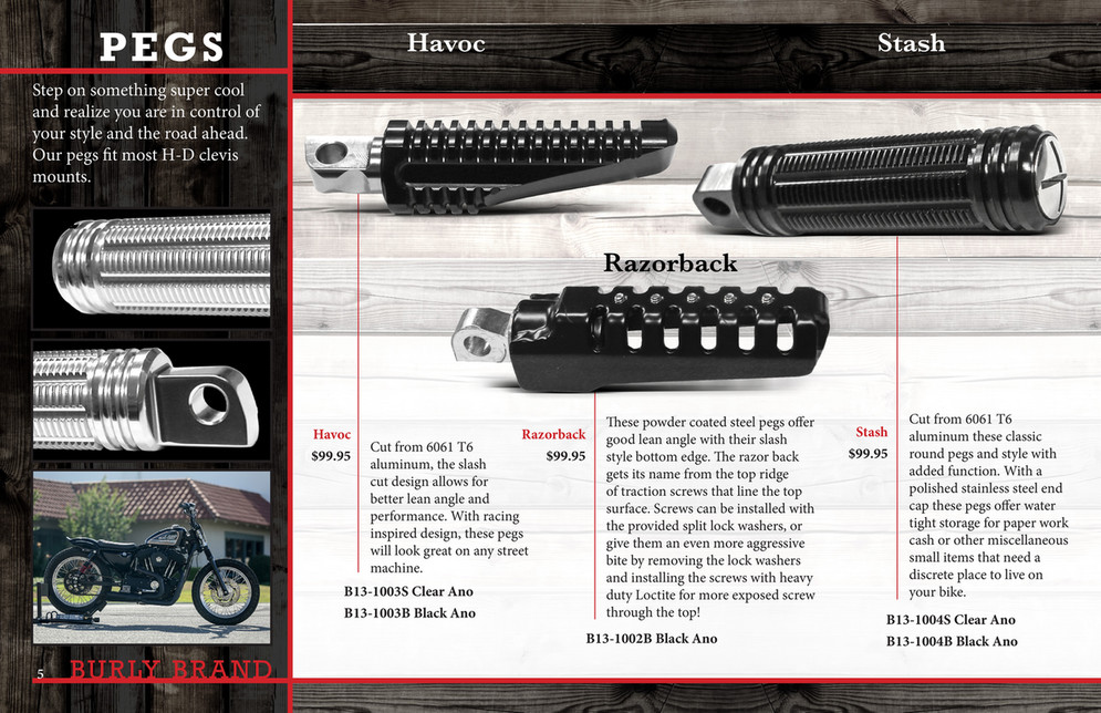 BURLY Stash foot pegs. Clear anodized | 558709