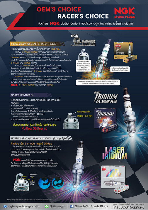 NGK Spark Plugs (Asia) 2019 ตารางเทียนเบอร์หัวเทียนเอ็นจีเค รถยนต์ 4W