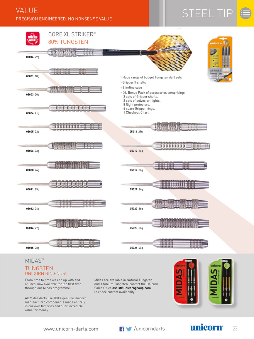 ダーツ unicorn CORE XL STRIKER STEEL 21g Amazon.com : Unicorn Unisex Core XL Striker Steel Tip Darts