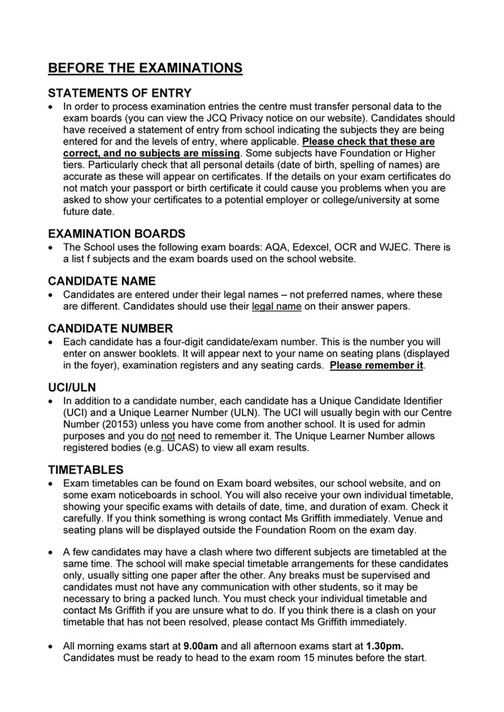 King Edward VI Five Ways School - Guidance for students and parents ...