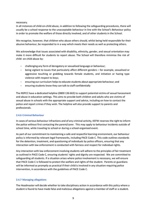 King Edward VI Five Ways School - KEFW Behaviour Policy May 2025 (1 ...