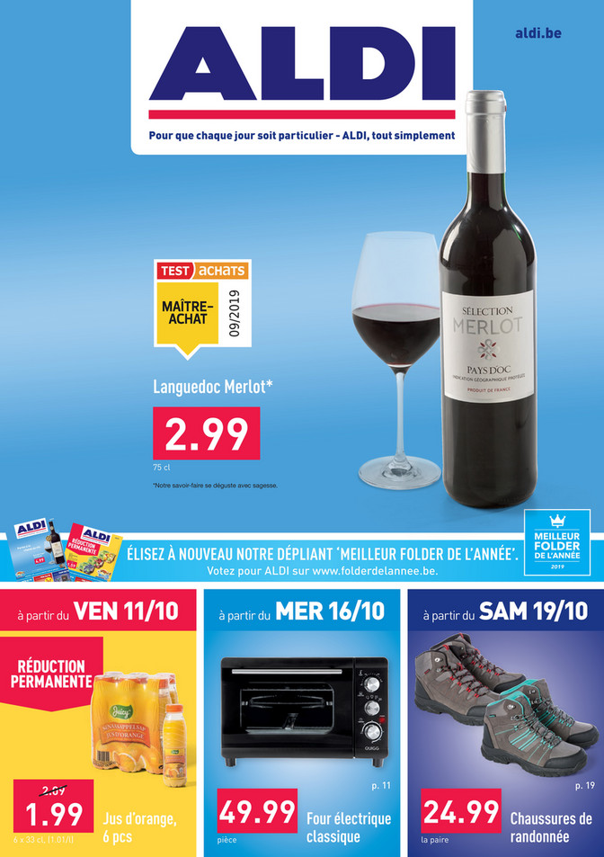 Folder Aldi du 14/10/2019 au 19/10/2019 - Promotions de la semaine 42