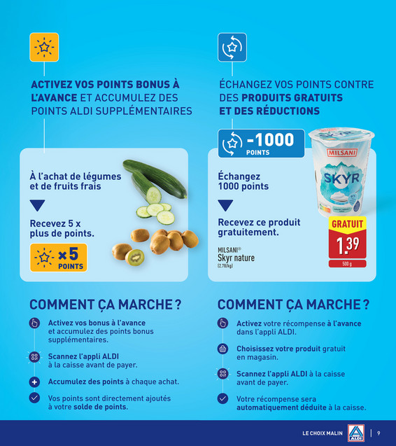 À l'achat de légumes et de fruits frais