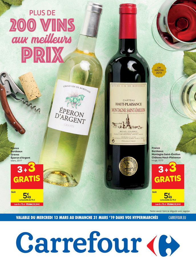Folder Carrefour du 13/03/2019 au 31/03/2019 - 200 vins au meilleurs prix