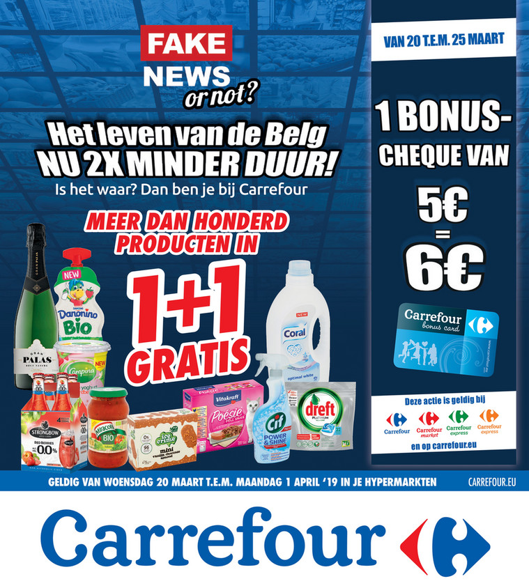 Carrefour folder van 20/03/2019 tot 25/03/2019 - 1+1 gratis