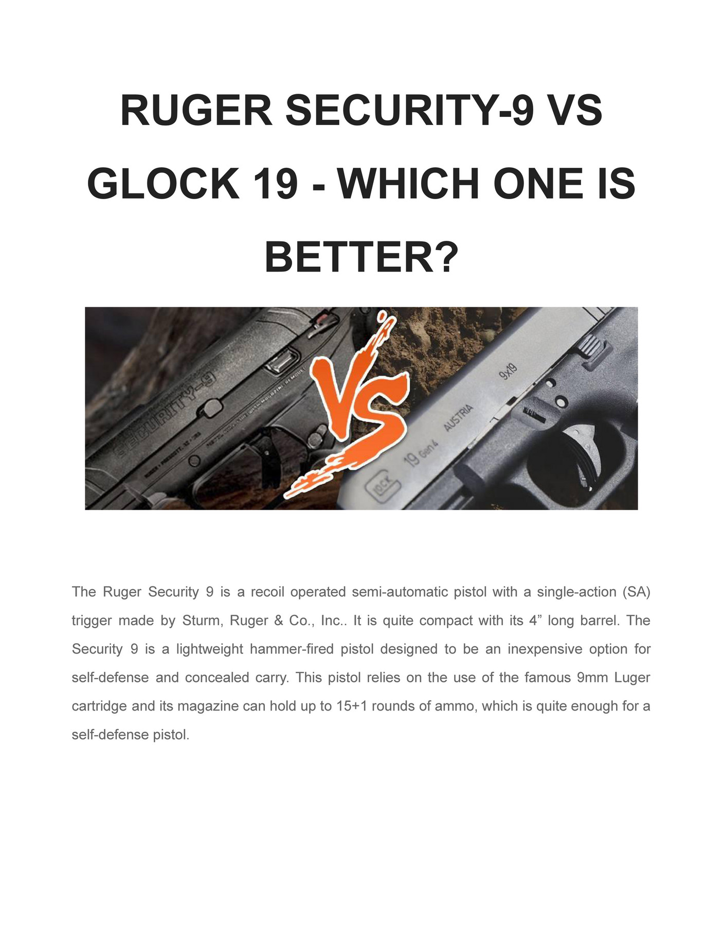 glock 19 gen 5 vs ruger security 9