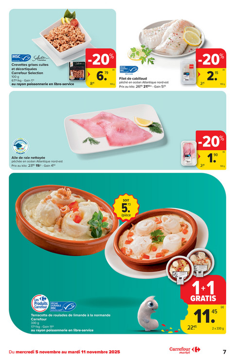 Crevettes grises cuites et décortiquées Carrefour Selection