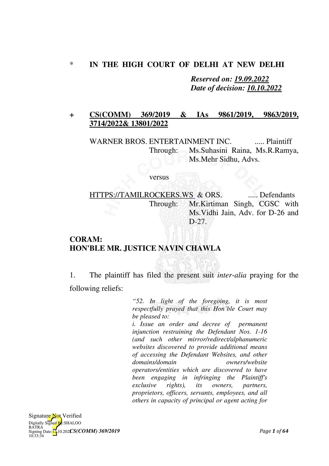 AJAY AMITABH SUMAN Warner Bros Vs Tamilrockers.ws Page 1 Created