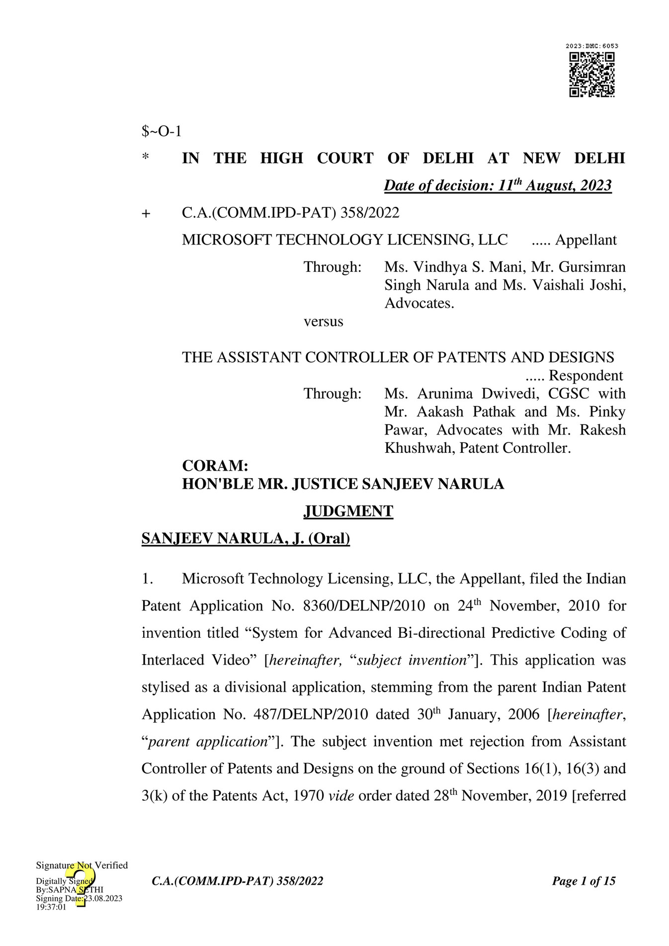 AJAY AMITABH SUMAN Microsoft Vs Asst Controller of Patent Page 1