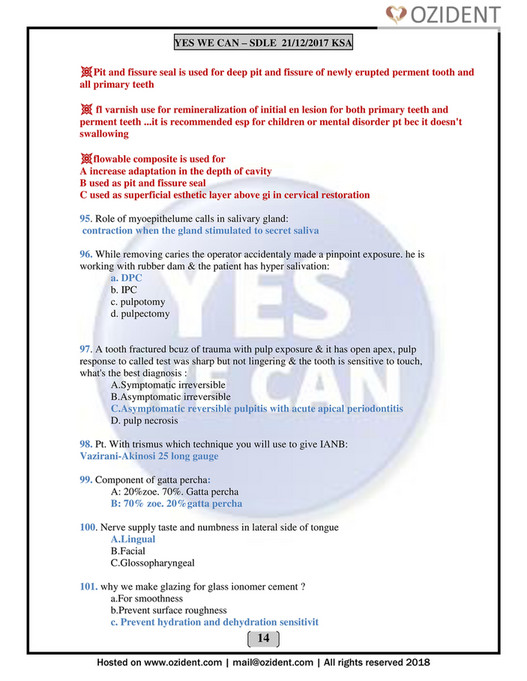 My publications Prometric Dental Exam Sample Questions By Dr. Nada