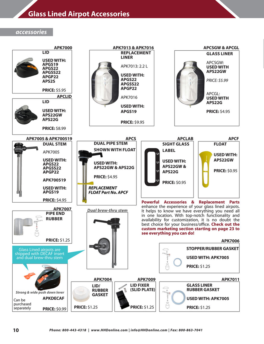Airpot Replacement Parts & Accessories