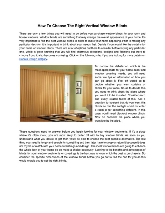 Sonata Design - How To Choose The Right Vertical Window Blinds - Page 1 ...