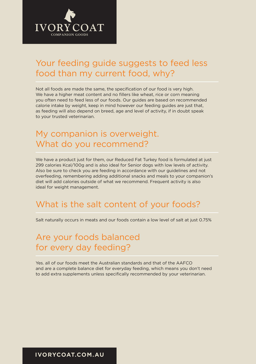 ivory coat feeding guide