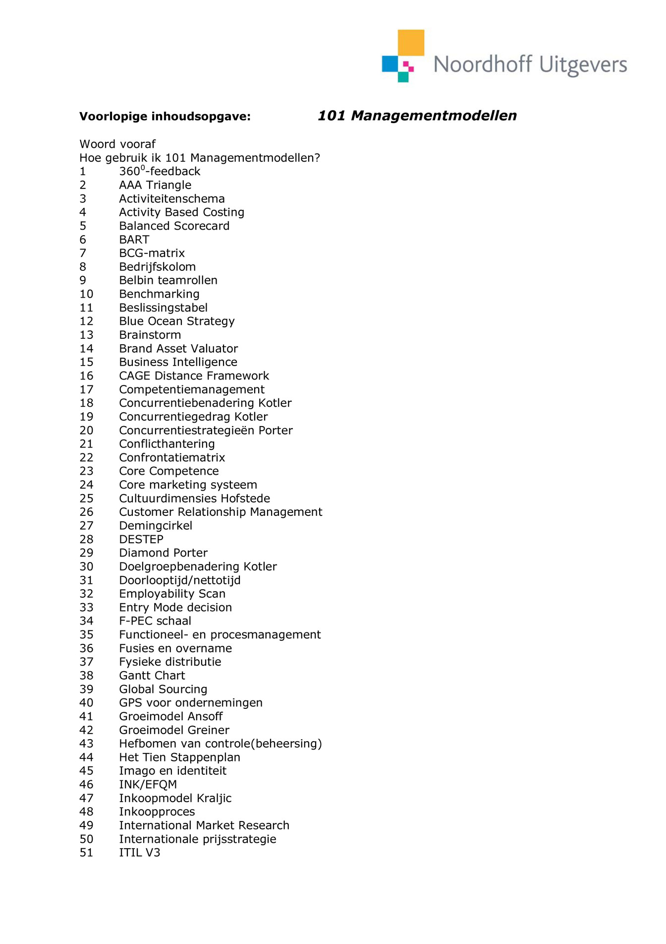 Noordhoff Hoger Onderwijs - 101 Managementmodellen - Pagina 1