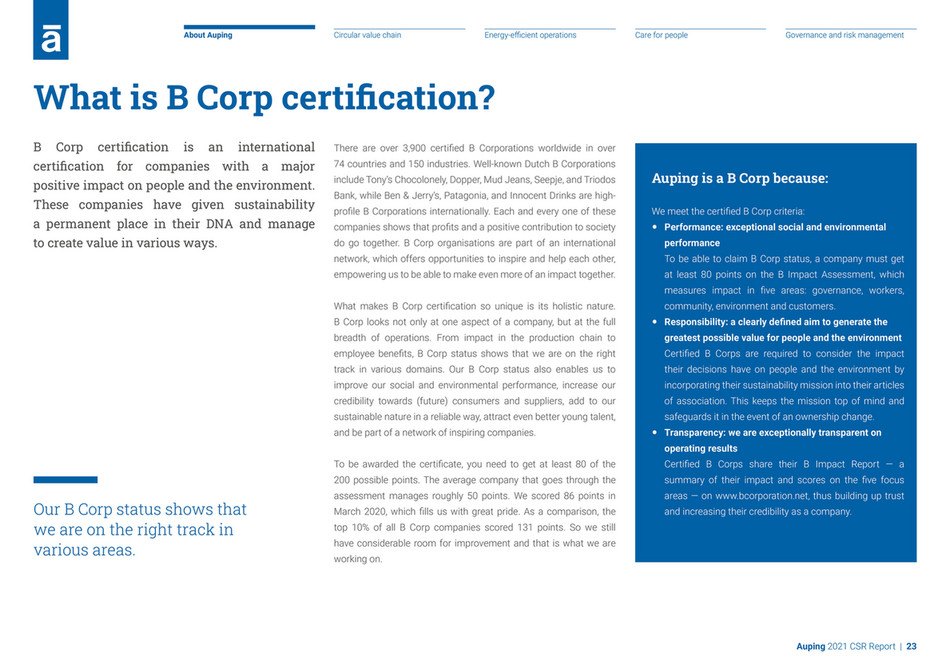 Auping – Corporate Social Responsibility Report 2021 - Page 23