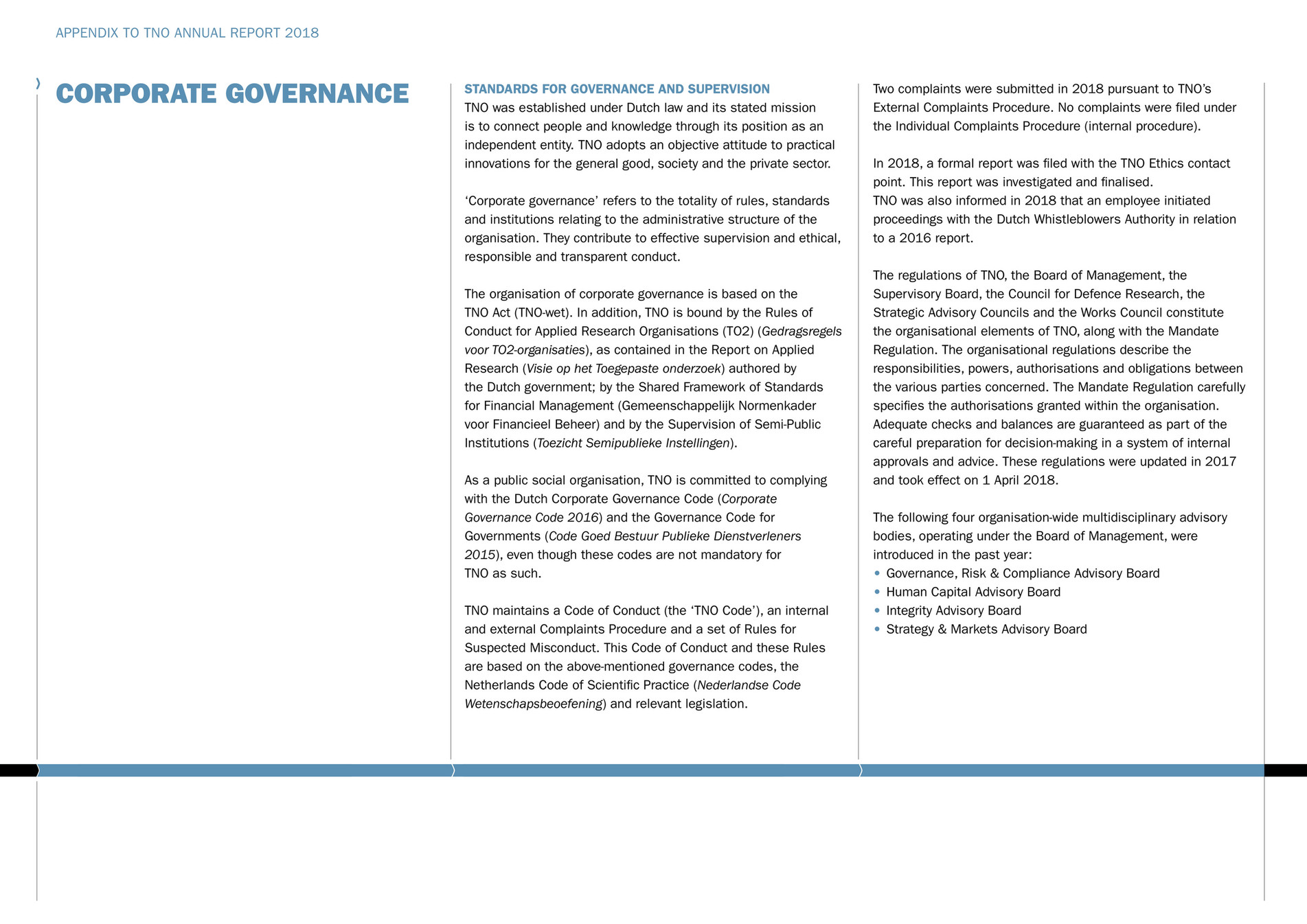 Cfreport - TNO Annual Report 2018_ENG Appendix CorpGov - Page 1