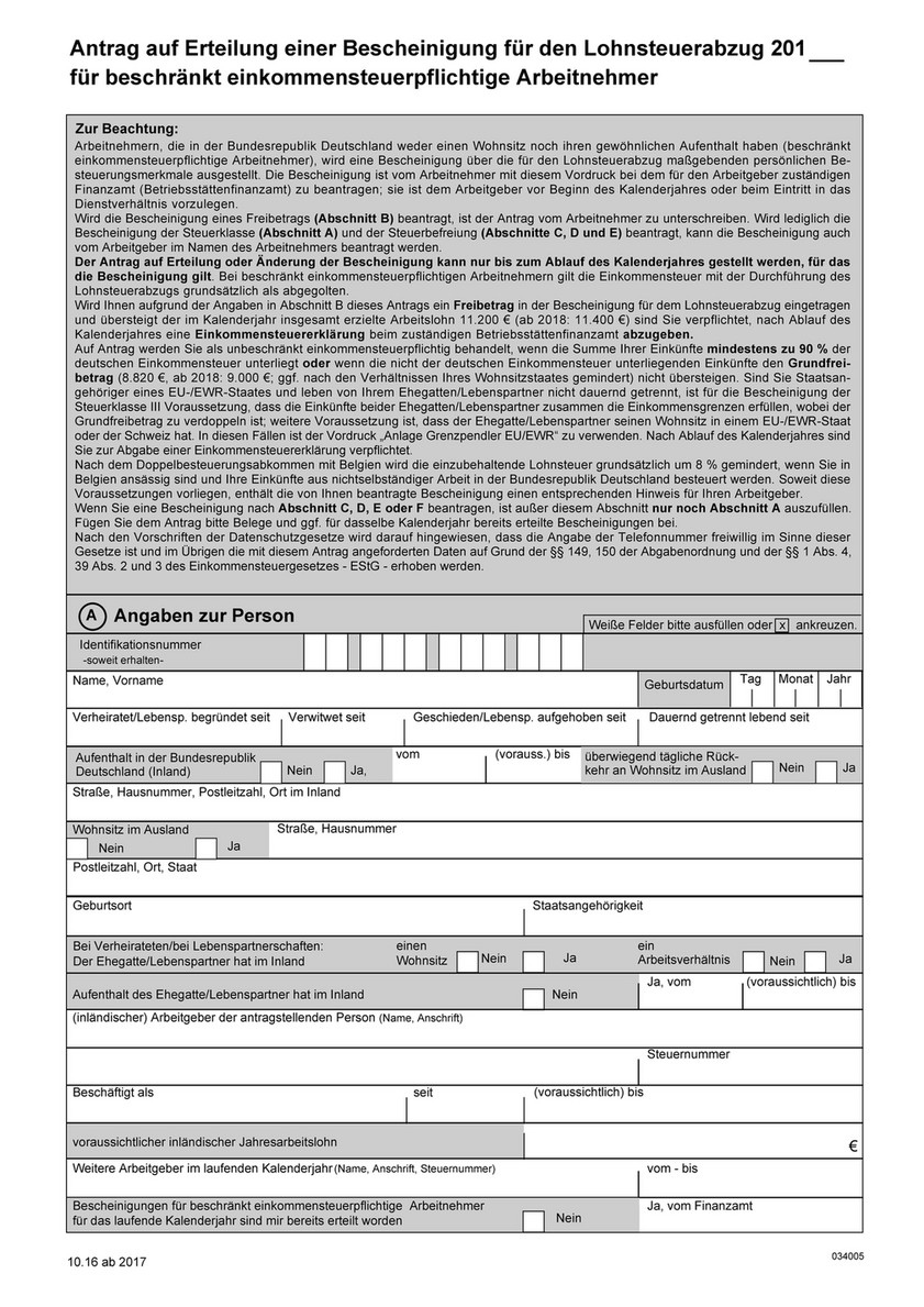 Antrag Beschrankte Steuerpflicht Unbeschrankte Und Beschrankte