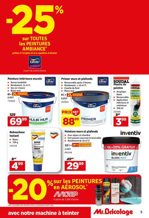 -25% sur TOUTES les PEINTURES AMBIANCE